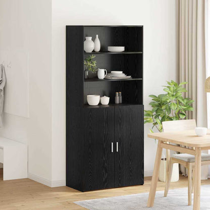 Highboard Schwarz Eichen-Optik 80 x 42,5 x 185 cm Holzwerkstoff
