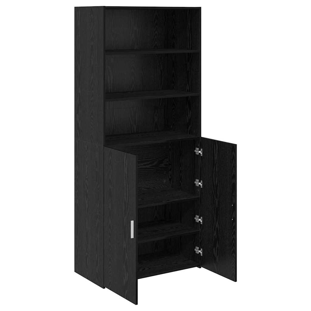 Highboard Schwarz Eichen-Optik 80 x 42,5 x 185 cm Holzwerkstoff