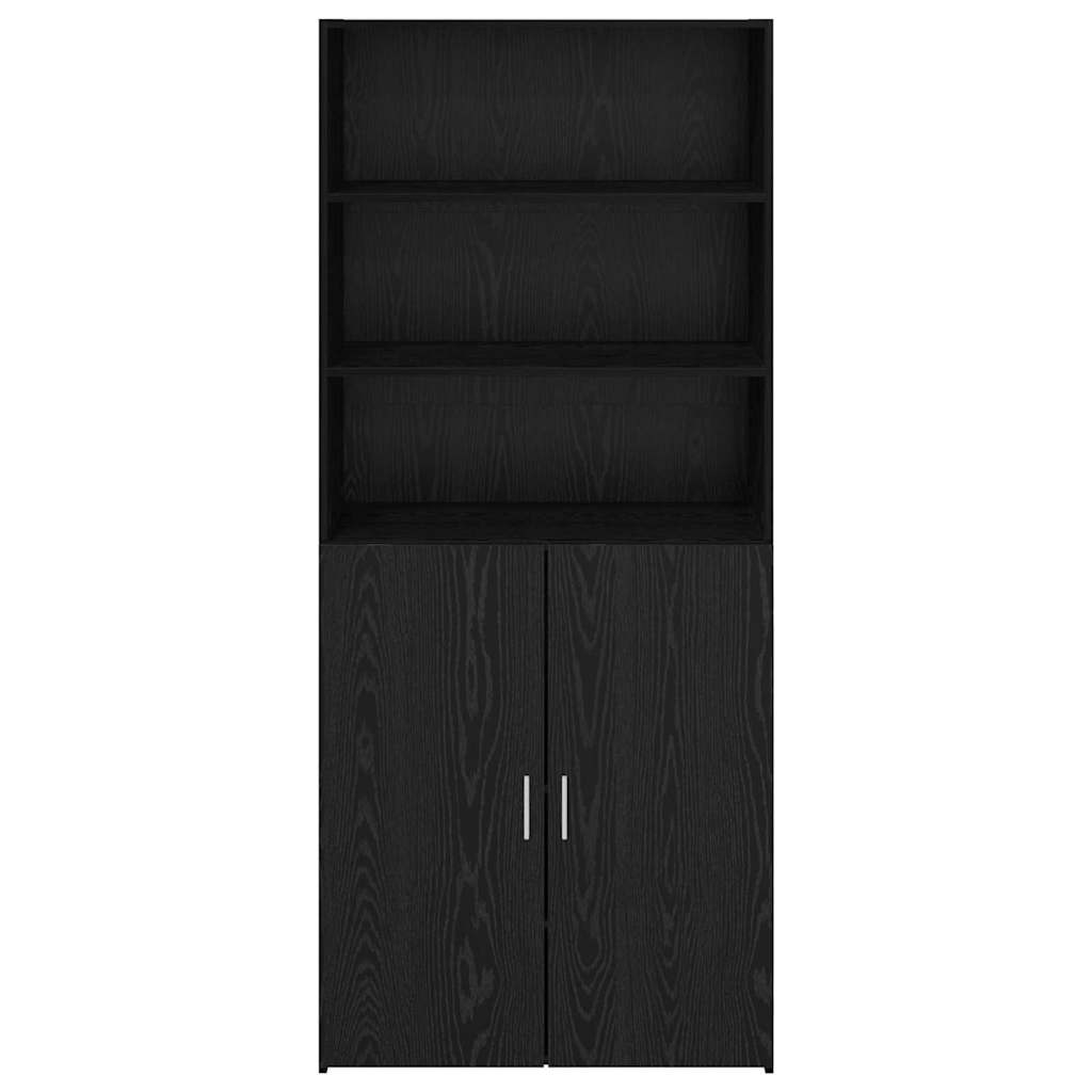 Highboard Schwarz Eichen-Optik 80 x 42,5 x 185 cm Holzwerkstoff
