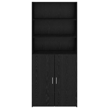 Highboard Schwarz Eichen-Optik 80 x 42,5 x 185 cm Holzwerkstoff