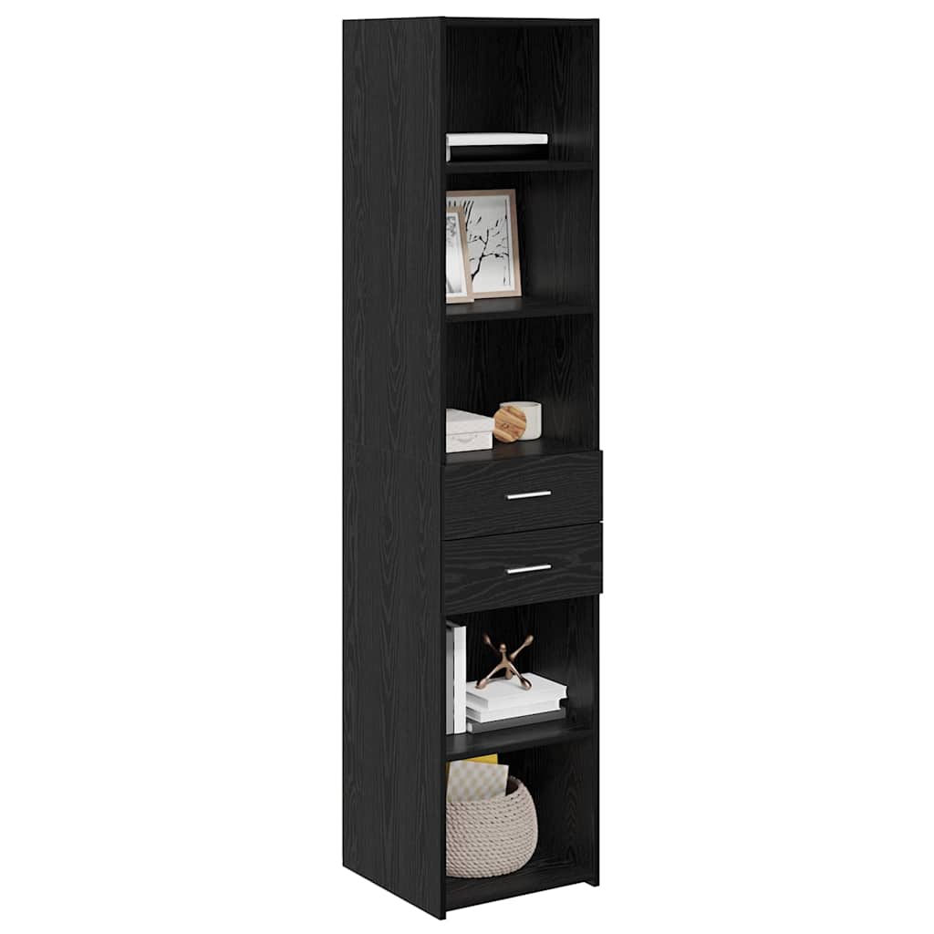 Highboard Schwarz Eichen-Optik 40 x 42,5 x 185 cm Holzwerkstoff