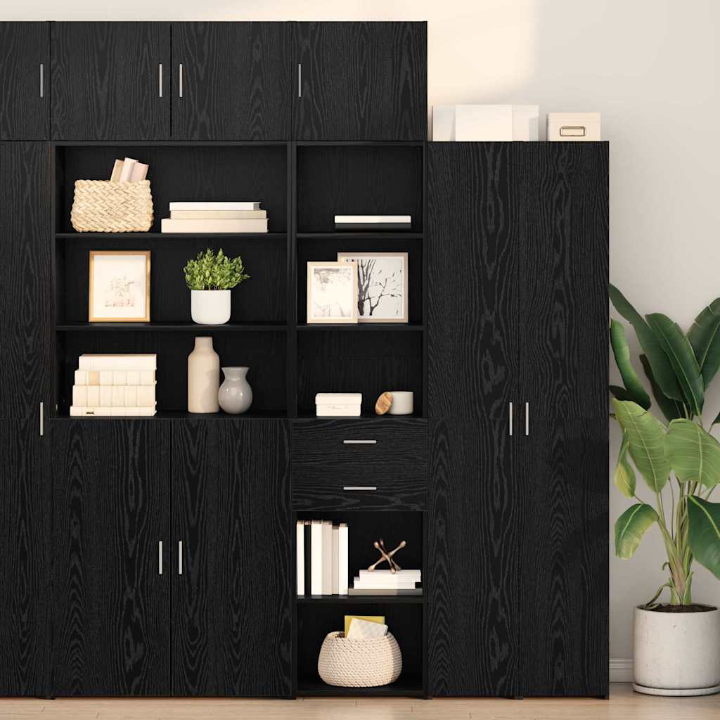 Highboard Schwarz Eichen-Optik 50 x 42,5 x 185 cm Holzwerkstoff
