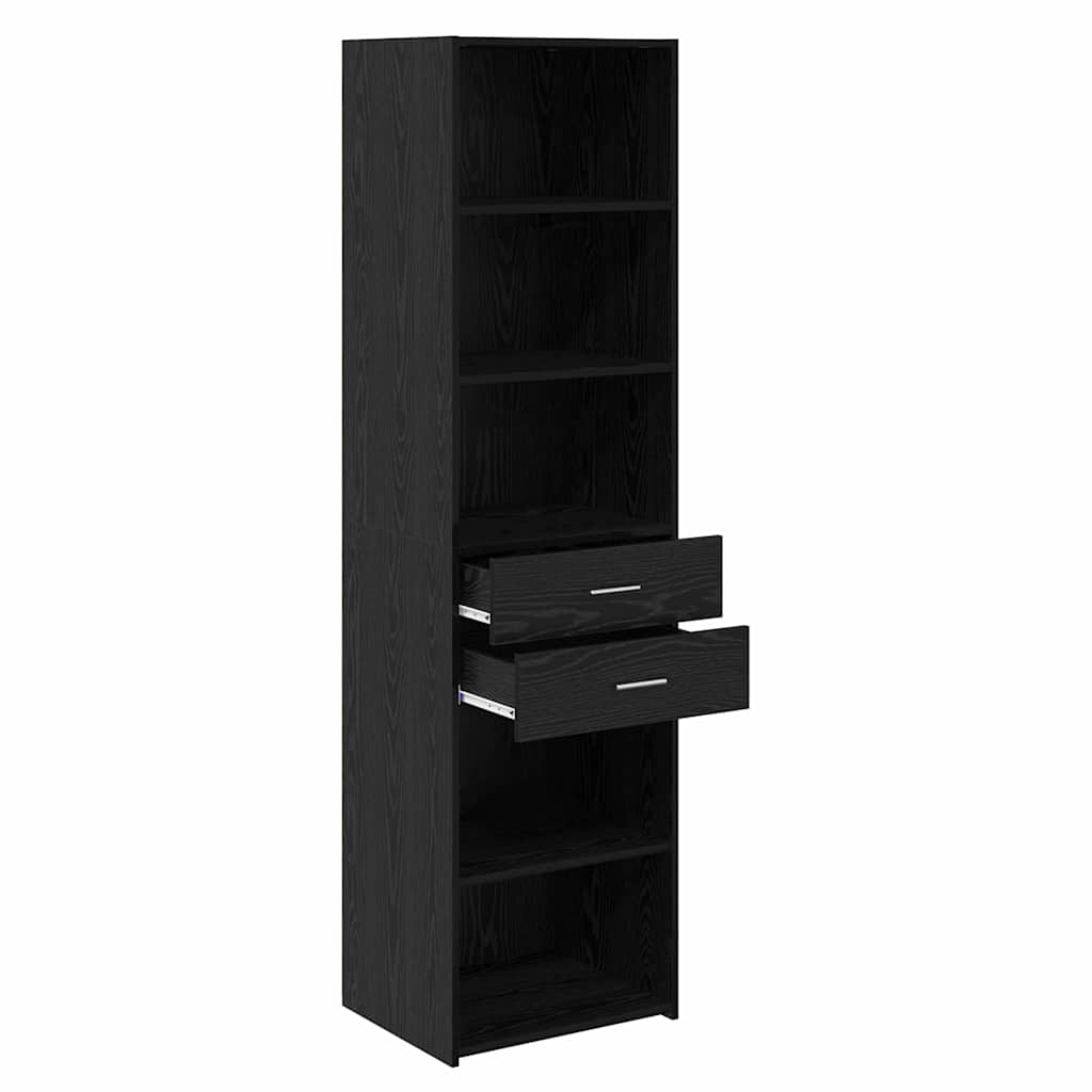 Highboard Schwarz Eichen-Optik 50 x 42,5 x 185 cm Holzwerkstoff