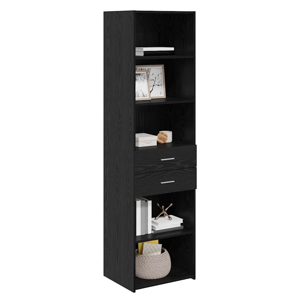 Highboard Schwarz Eichen-Optik 50 x 42,5 x 185 cm Holzwerkstoff