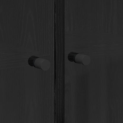 Highboard 2 pcs Schwarz Eichen-Optik 136 x 37 x 142 cm