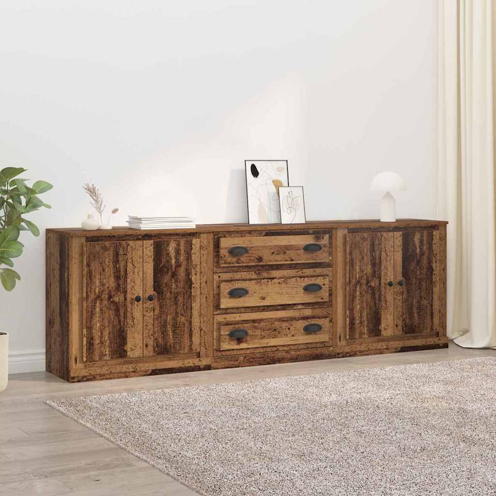 Sideboards 3 pcs Schwarz Eichen-Optik 210 x 35,5 x 67,5 cm