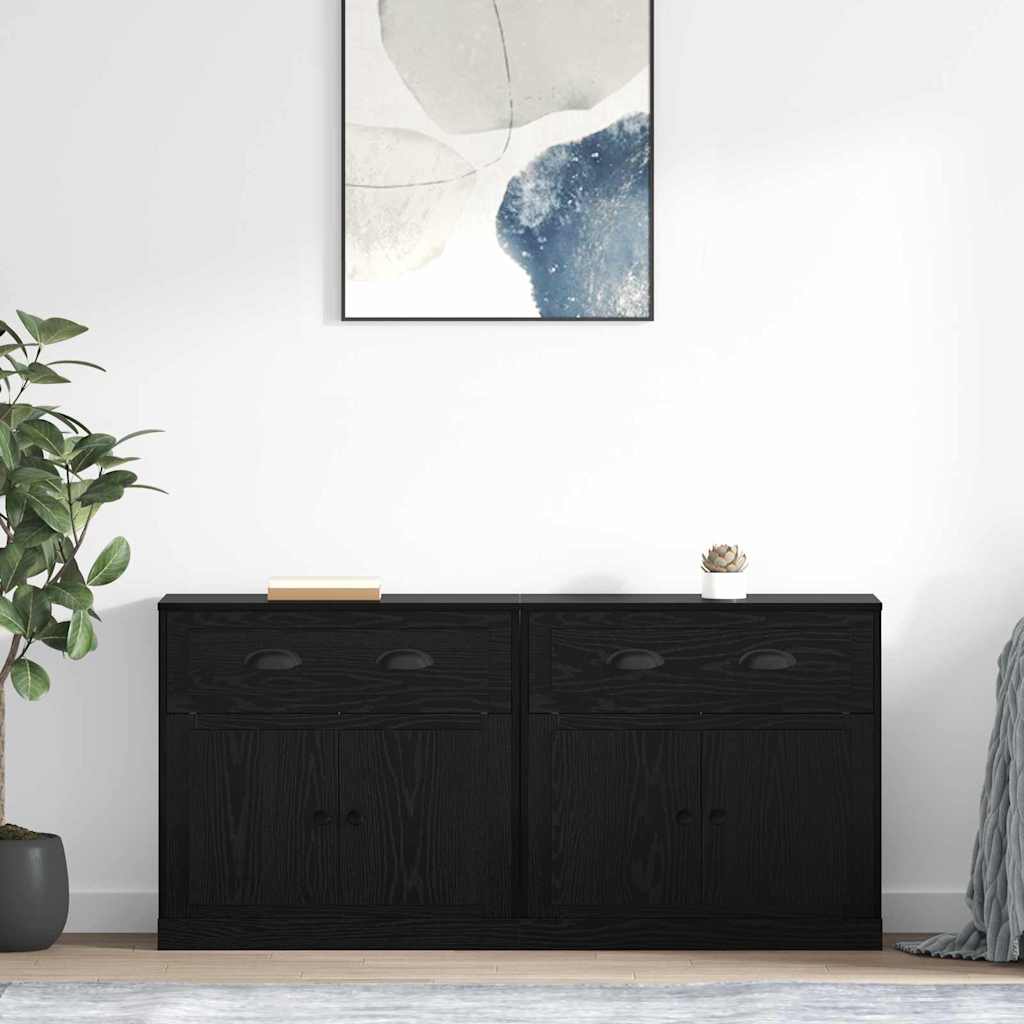 Sideboards 2 pcs Schwarz Eichen-Optik 70 x 35,5 x 67,5 cm
