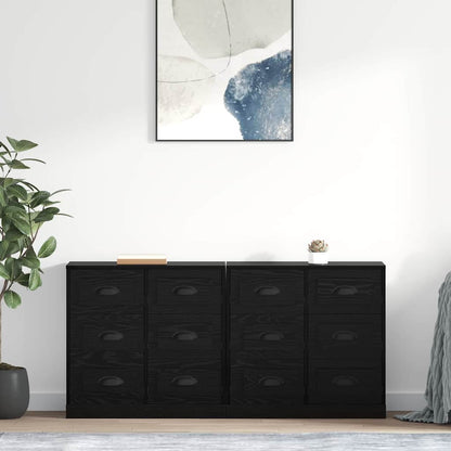 Sideboards 2 pcs Schwarz Eichen-Optik 70 x 35,5 x 67,5 cm