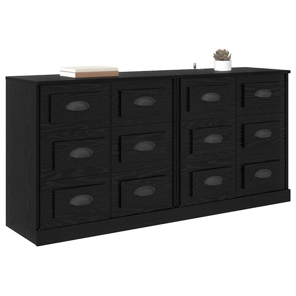 Sideboards 2 pcs Schwarz Eichen-Optik 70 x 35,5 x 67,5 cm