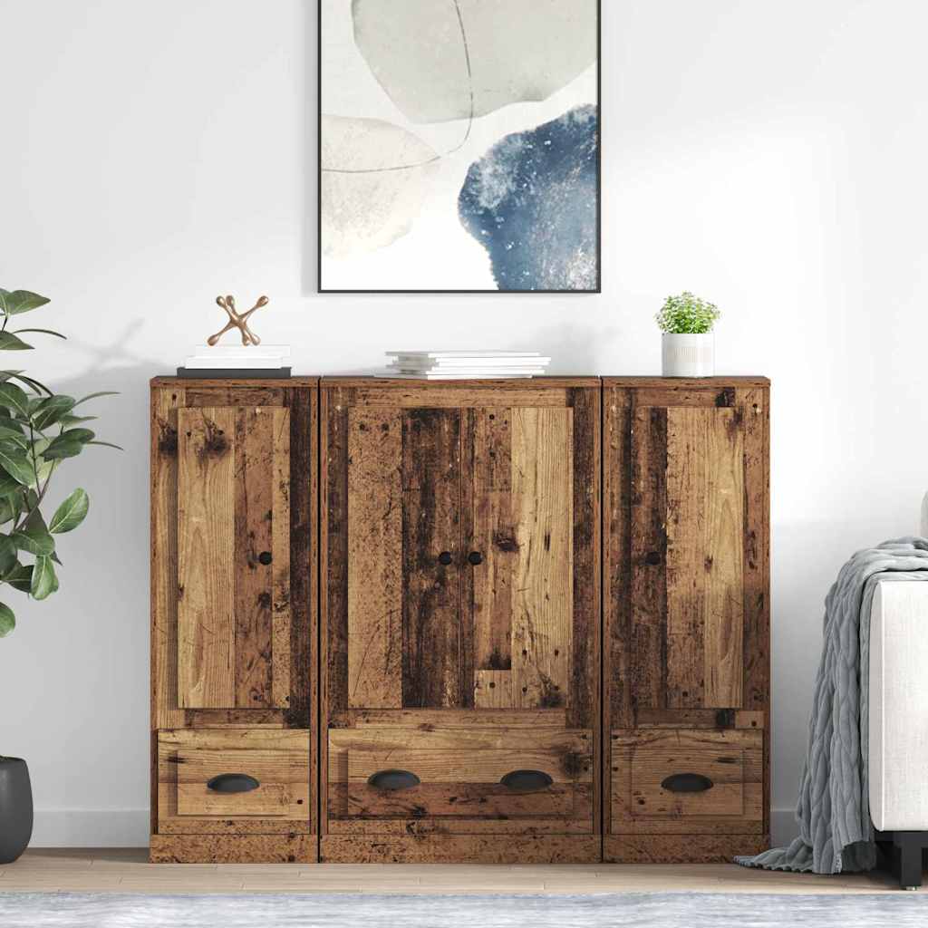 Highboard mit Schubladen 3 pcs Altholz Holzwerkstoff