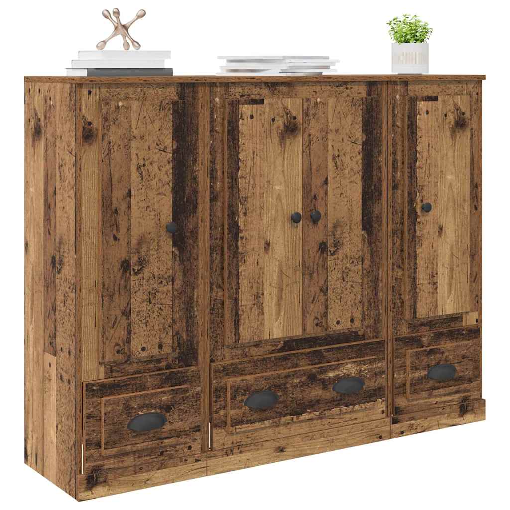 Highboard mit Schubladen 3 pcs Altholz Holzwerkstoff