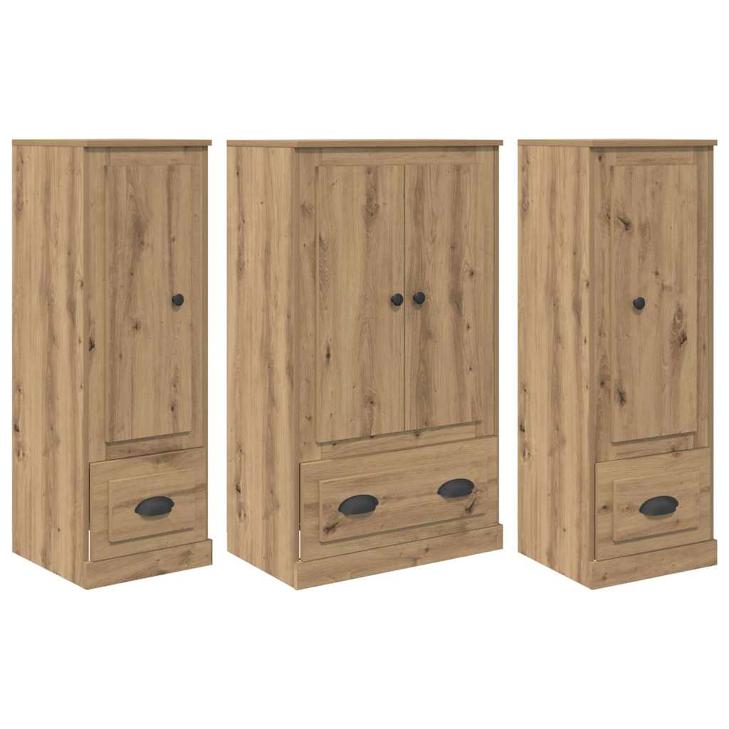 Highboard mit Schubladen 3 pcs Artisan-Eiche Holzwerkstoff