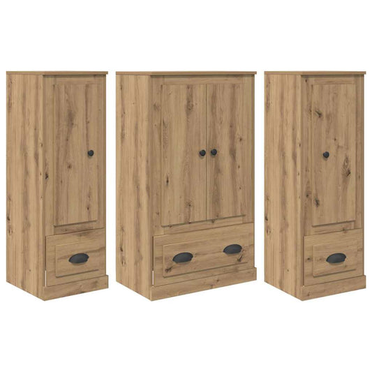 Highboard mit Schubladen 3 pcs Artisan-Eiche Holzwerkstoff