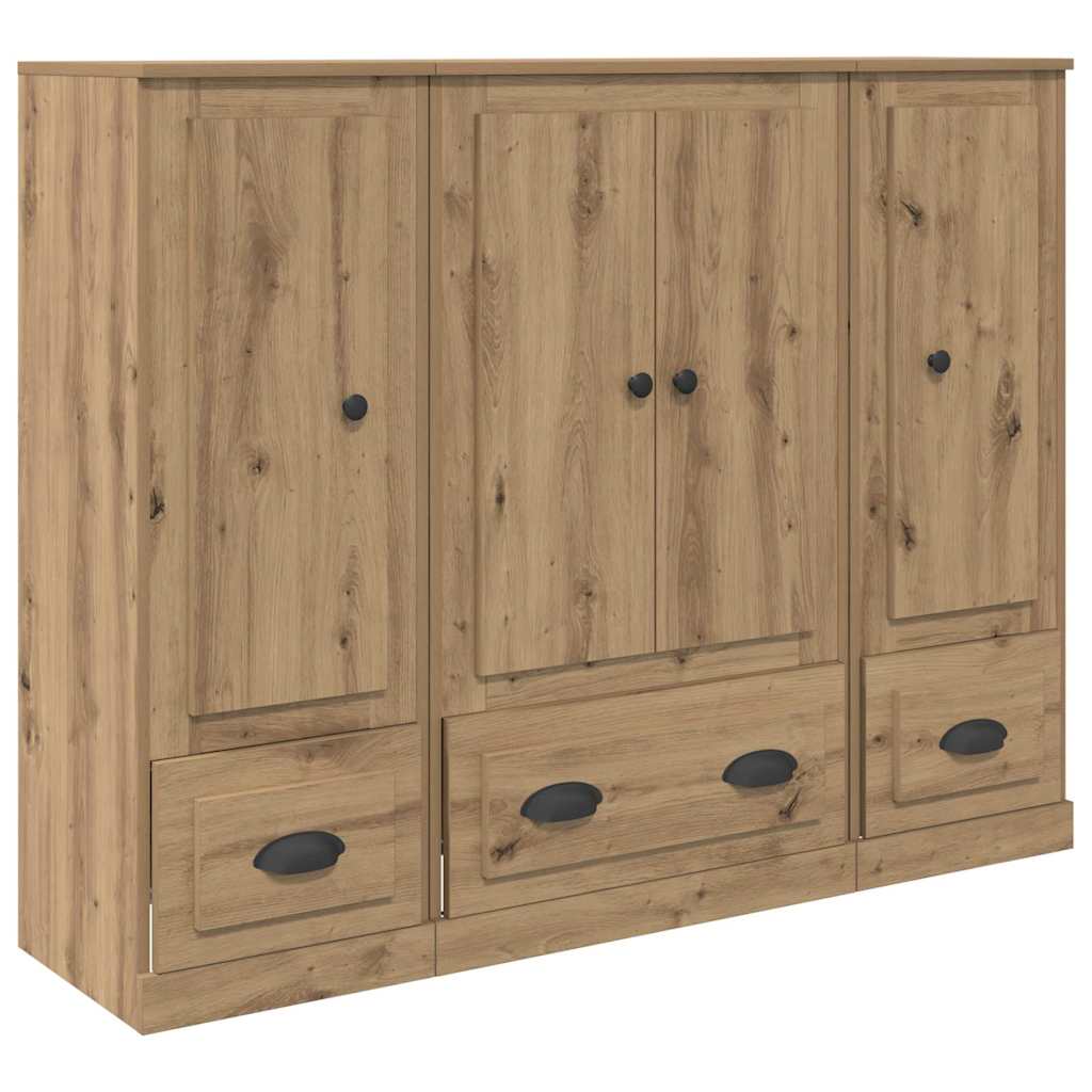 Highboard mit Schubladen 3 pcs Artisan-Eiche Holzwerkstoff