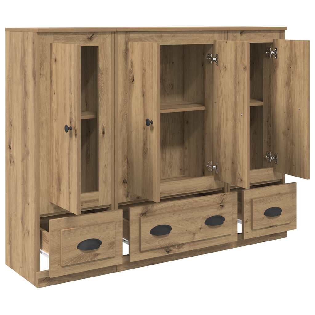 Highboard mit Schubladen 3 pcs Artisan-Eiche Holzwerkstoff