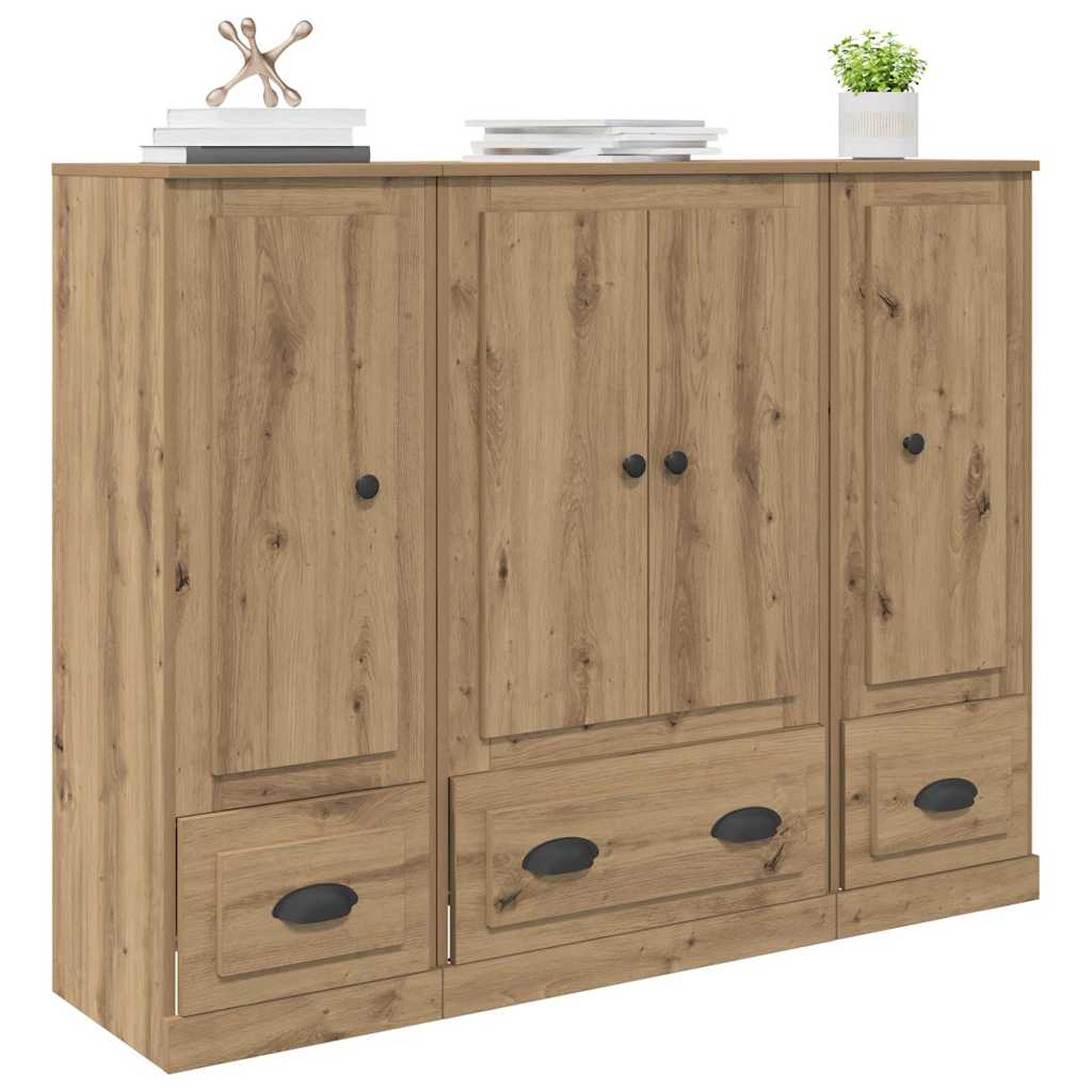 Highboard mit Schubladen 3 pcs Artisan-Eiche Holzwerkstoff