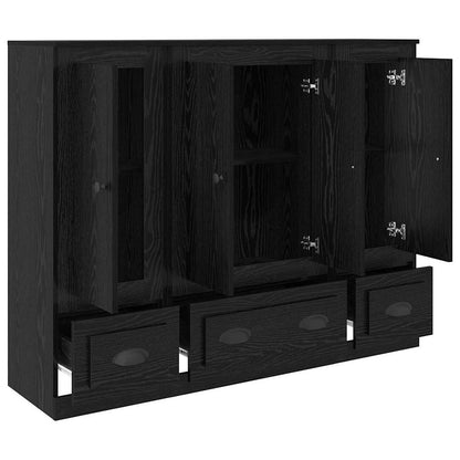 Highboard 3 pcs Schwarz Eichen-Optik Holzwerkstoff