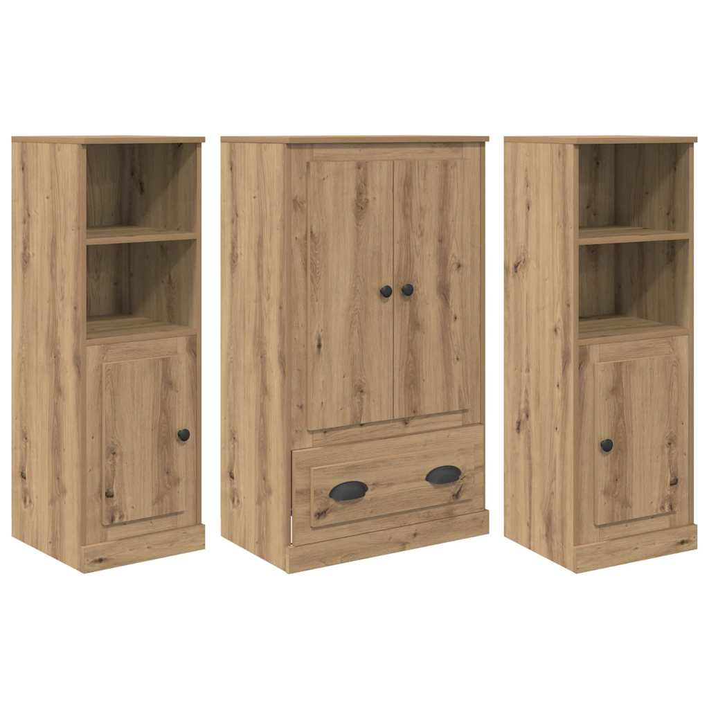 Highboard mit Schubladen 3 pcs Artisan-Eiche Holzwerkstoff