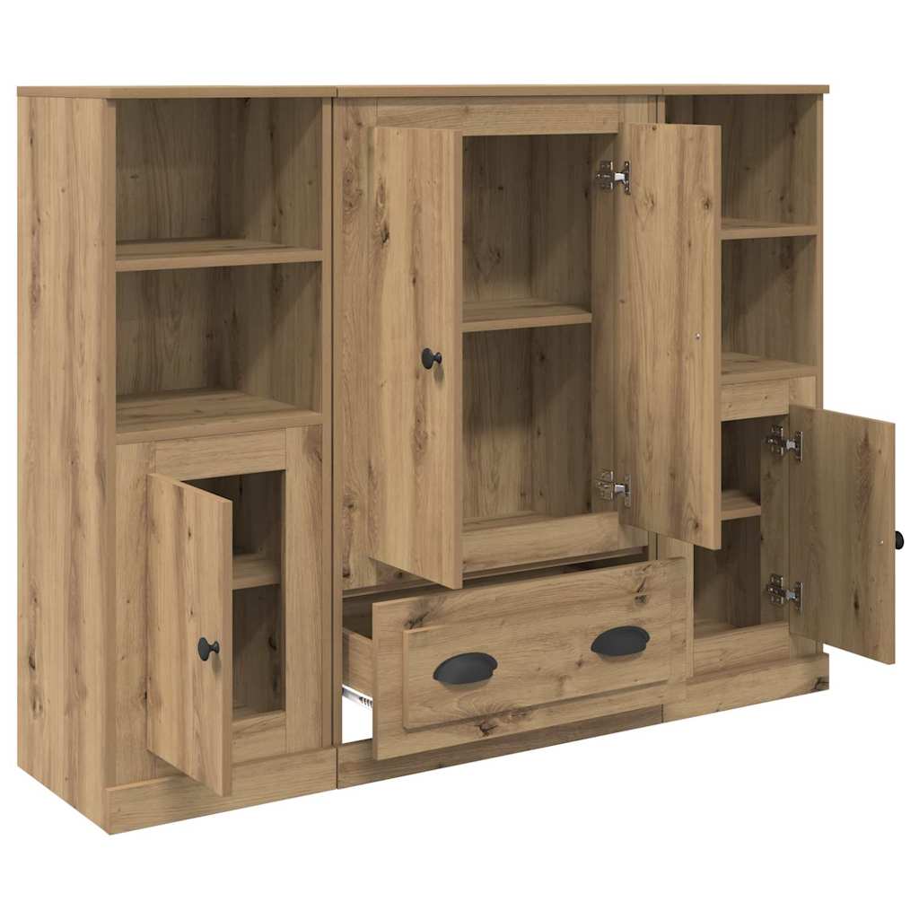 Highboard mit Schubladen 3 pcs Artisan-Eiche Holzwerkstoff