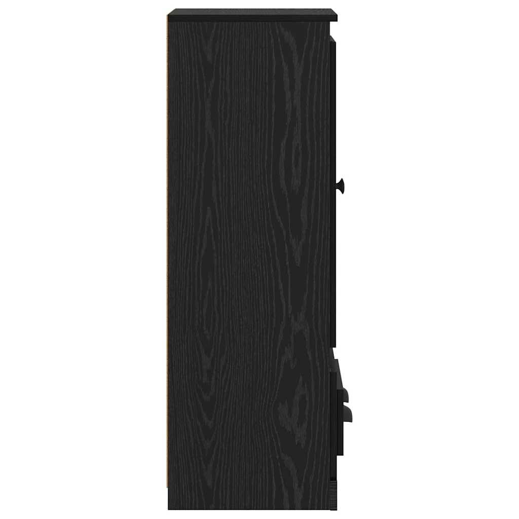 Highboard 3 pcs Schwarz Eichen-Optik Holzwerkstoff