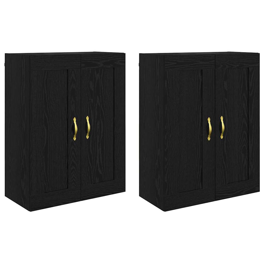 Wandmontierter Schrank Wandmontiert 2 pcs Schwarz Eichen-Optik