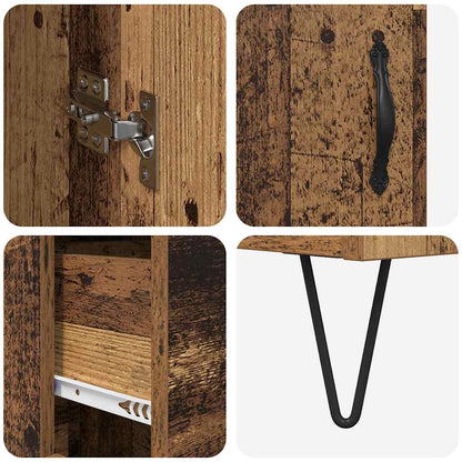 Highboard Altholz 69,5 x 34 x 180 cm Holzwerkstoff