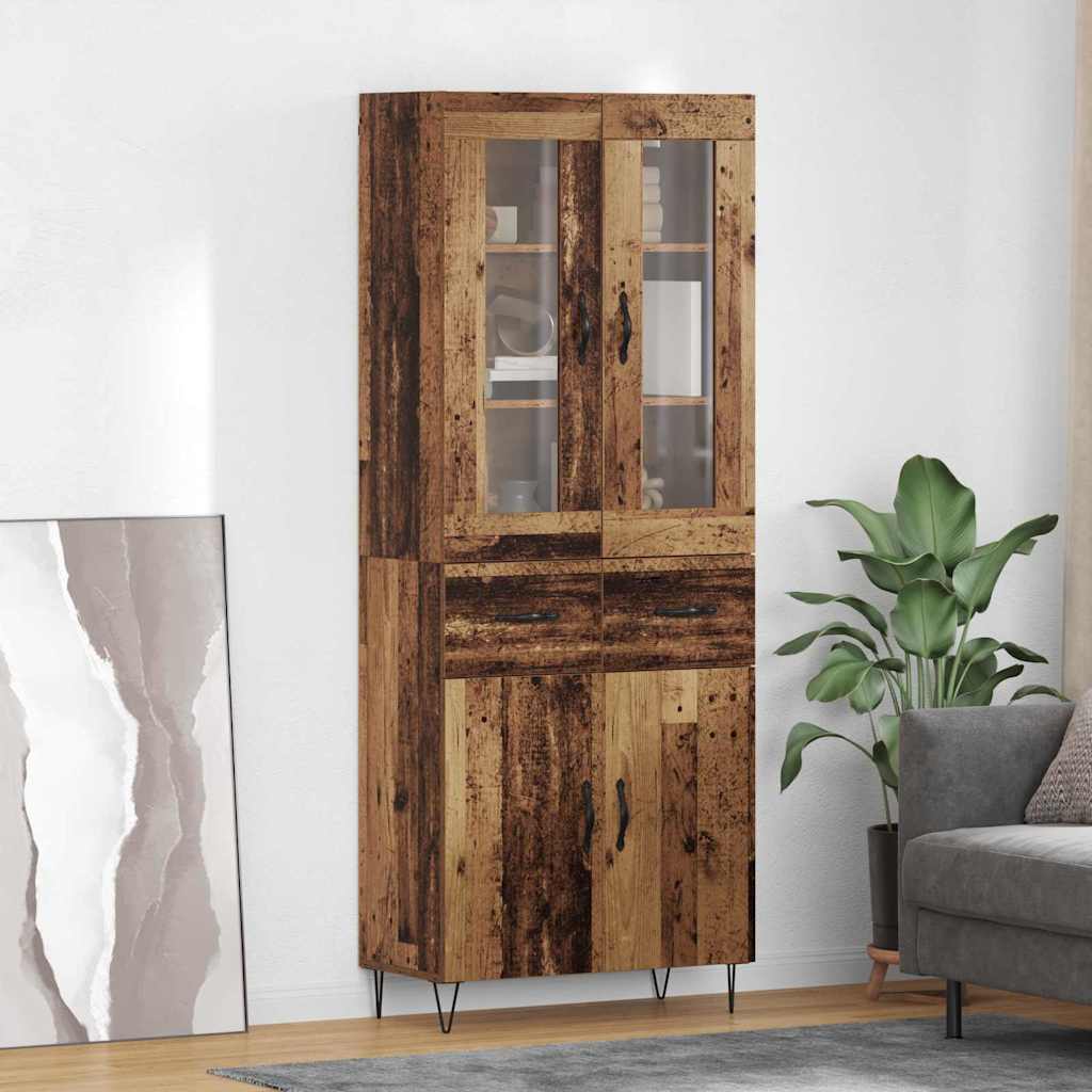 Highboard Altholz 69,5 x 34 x 180 cm Holzwerkstoff