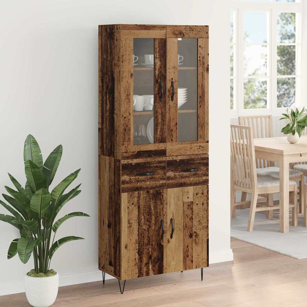 Highboard Altholz 69,5 x 34 x 180 cm Holzwerkstoff