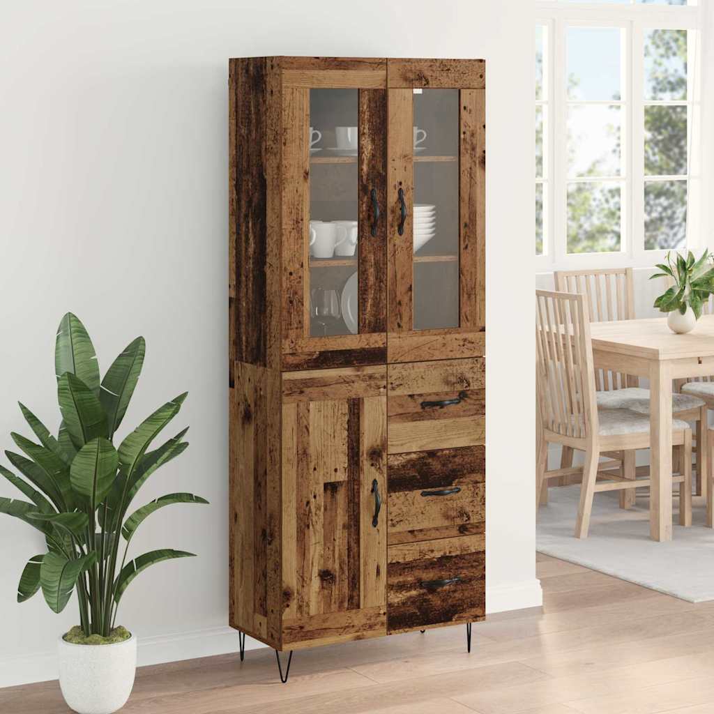 Highboard Altholz 69,5 x 34 x 180 cm Holzwerkstoff
