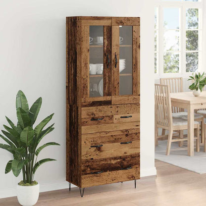 Highboard Altholz 69,5 x 34 x 180 cm Holzwerkstoff