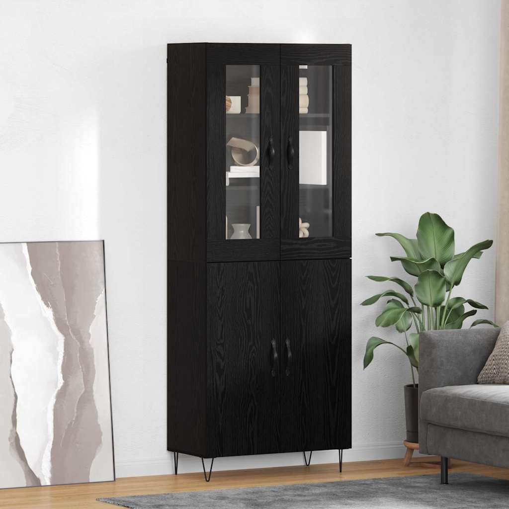 Highboard Weiß und Schwarz Eiche 69,5 x 34 x 180 cm