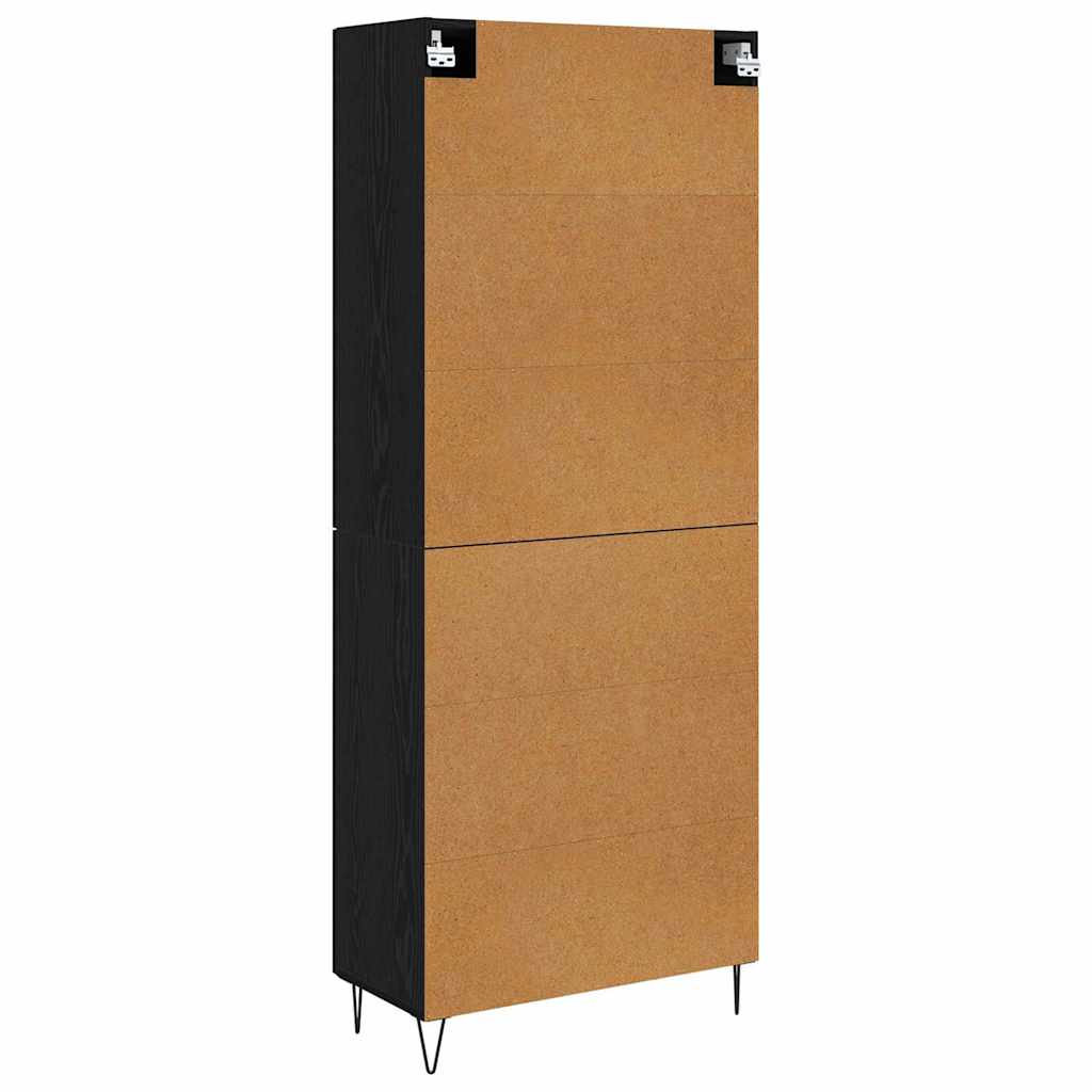 Highboard Weiß und Schwarz Eiche 69,5 x 34 x 180 cm