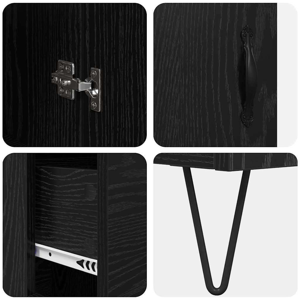 Highboard Schwarz Eichen-Optik 69,5 x 34 x 180 cm Holzwerkstoff