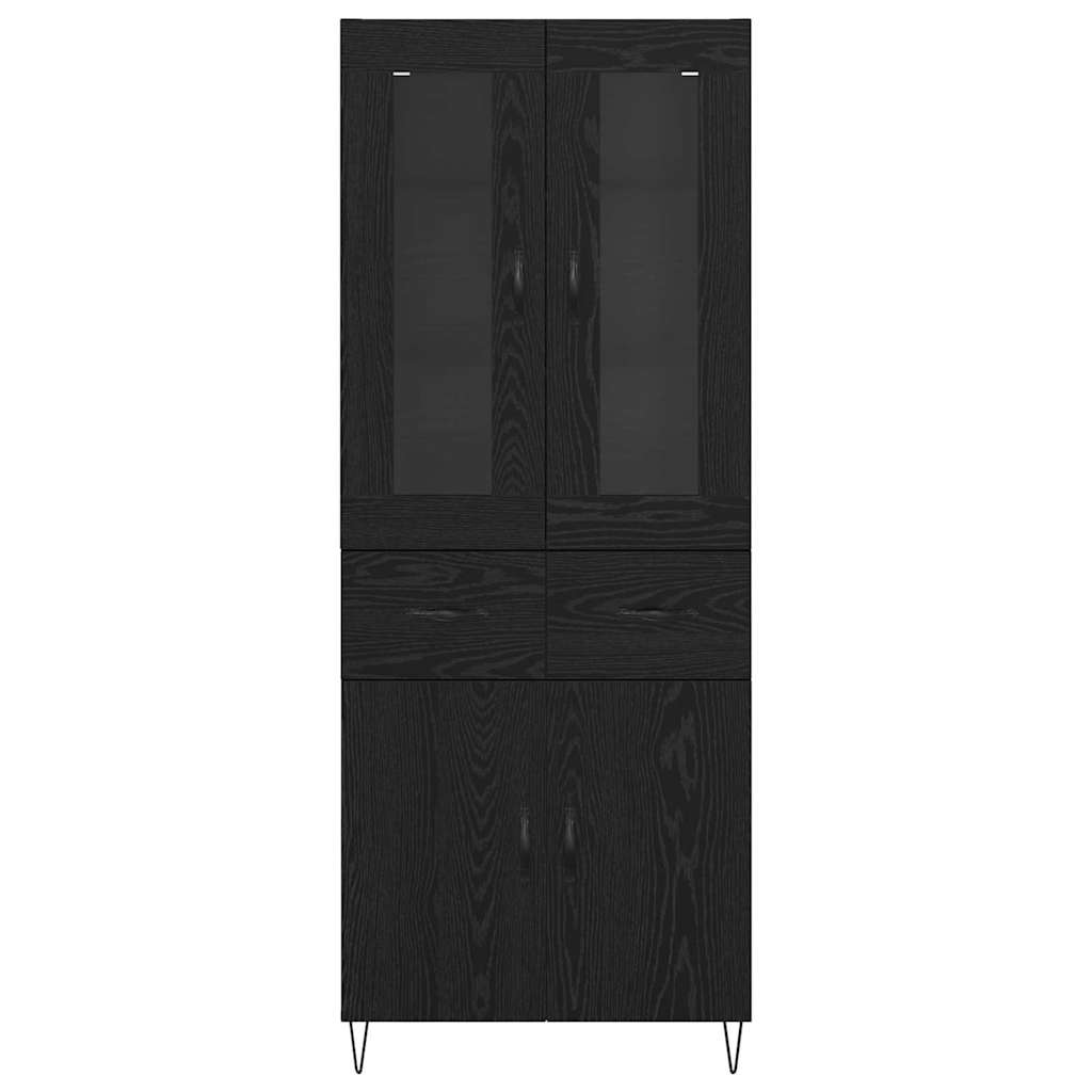 Highboard Schwarz Eichen-Optik 69,5 x 34 x 180 cm Holzwerkstoff