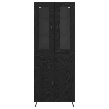 Highboard Schwarz Eichen-Optik 69,5 x 34 x 180 cm Holzwerkstoff