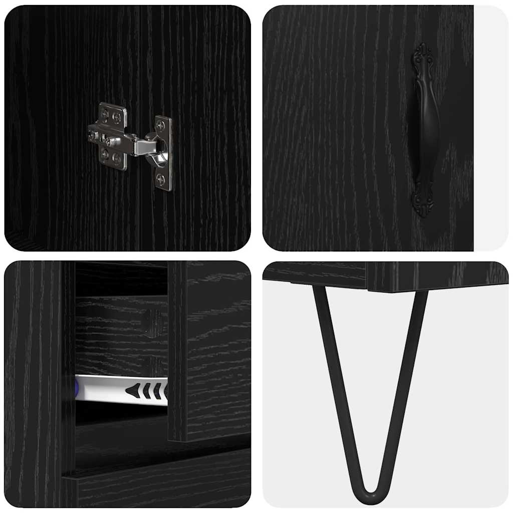 Highboard Schwarz Eichen-Optik 69,5 x 34 x 180 cm Holzwerkstoff