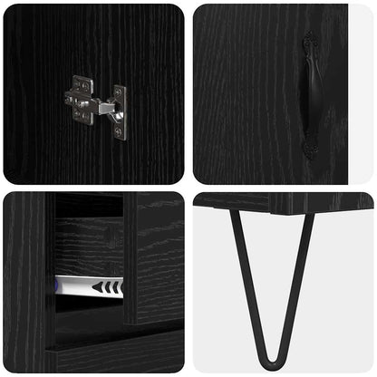 Highboard Schwarz Eichen-Optik 69,5 x 34 x 180 cm Holzwerkstoff