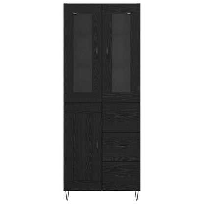 Highboard Schwarz Eichen-Optik 69,5 x 34 x 180 cm Holzwerkstoff