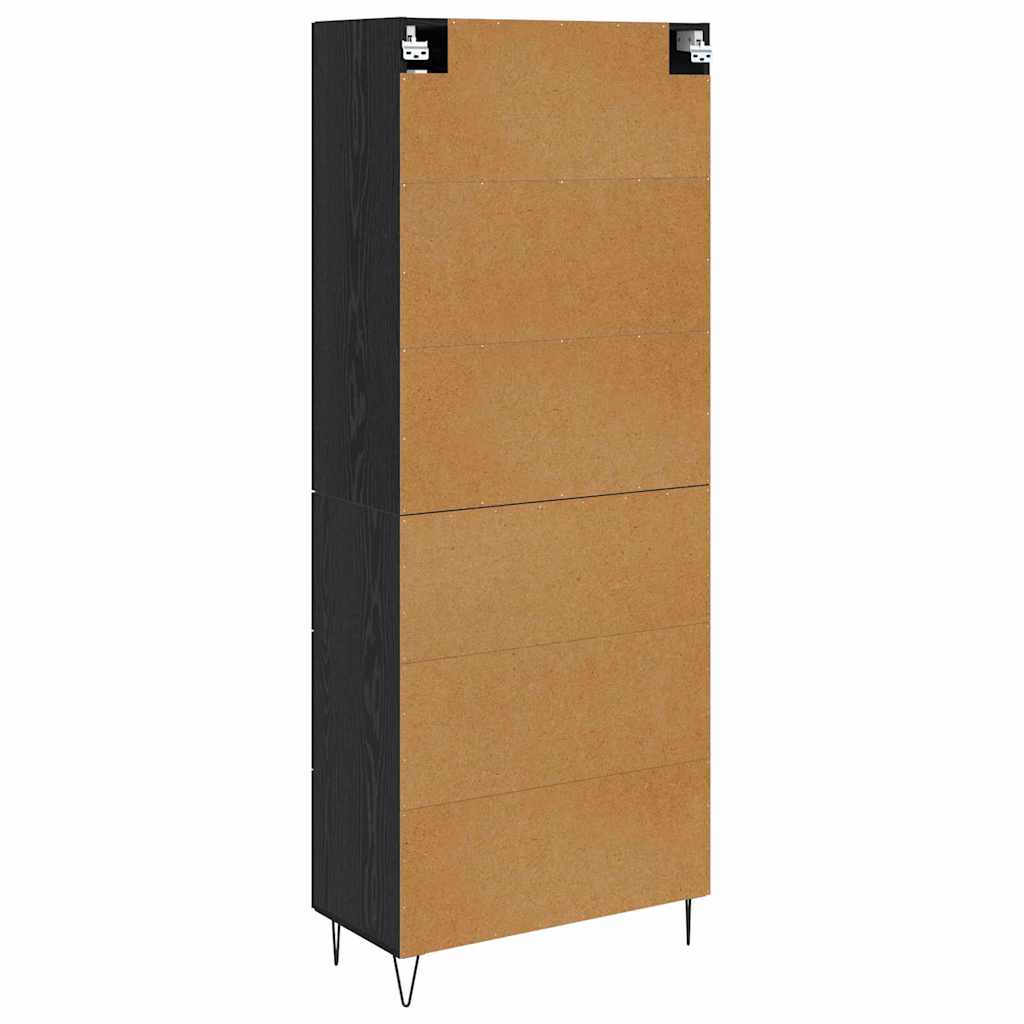 Highboard Schwarz Eichen-Optik 69,5 x 34 x 180 cm Holzwerkstoff