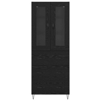 Highboard Schwarz Eichen-Optik 69,5 x 34 x 180 cm Holzwerkstoff