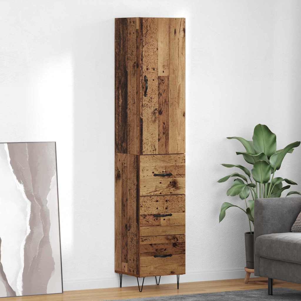 Highboard Altholz 69,5 x 34 x 180 cm Holzwerkstoff