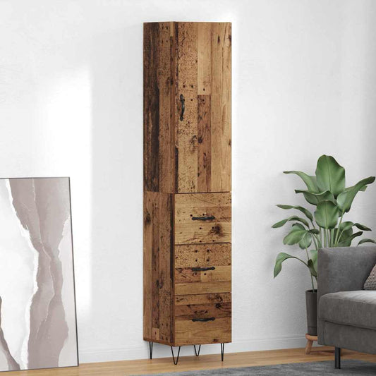 Highboard Altholz 69,5 x 34 x 180 cm Holzwerkstoff
