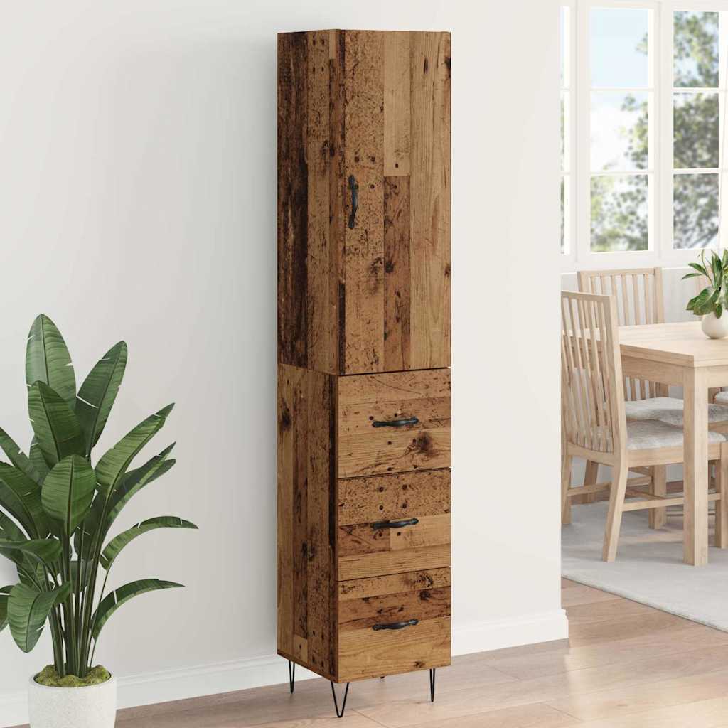 Highboard Altholz 69,5 x 34 x 180 cm Holzwerkstoff