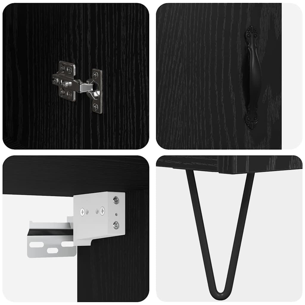 Highboard Schwarz Eichen-Optik 69,5 x 34 x 180 cm Holzwerkstoff