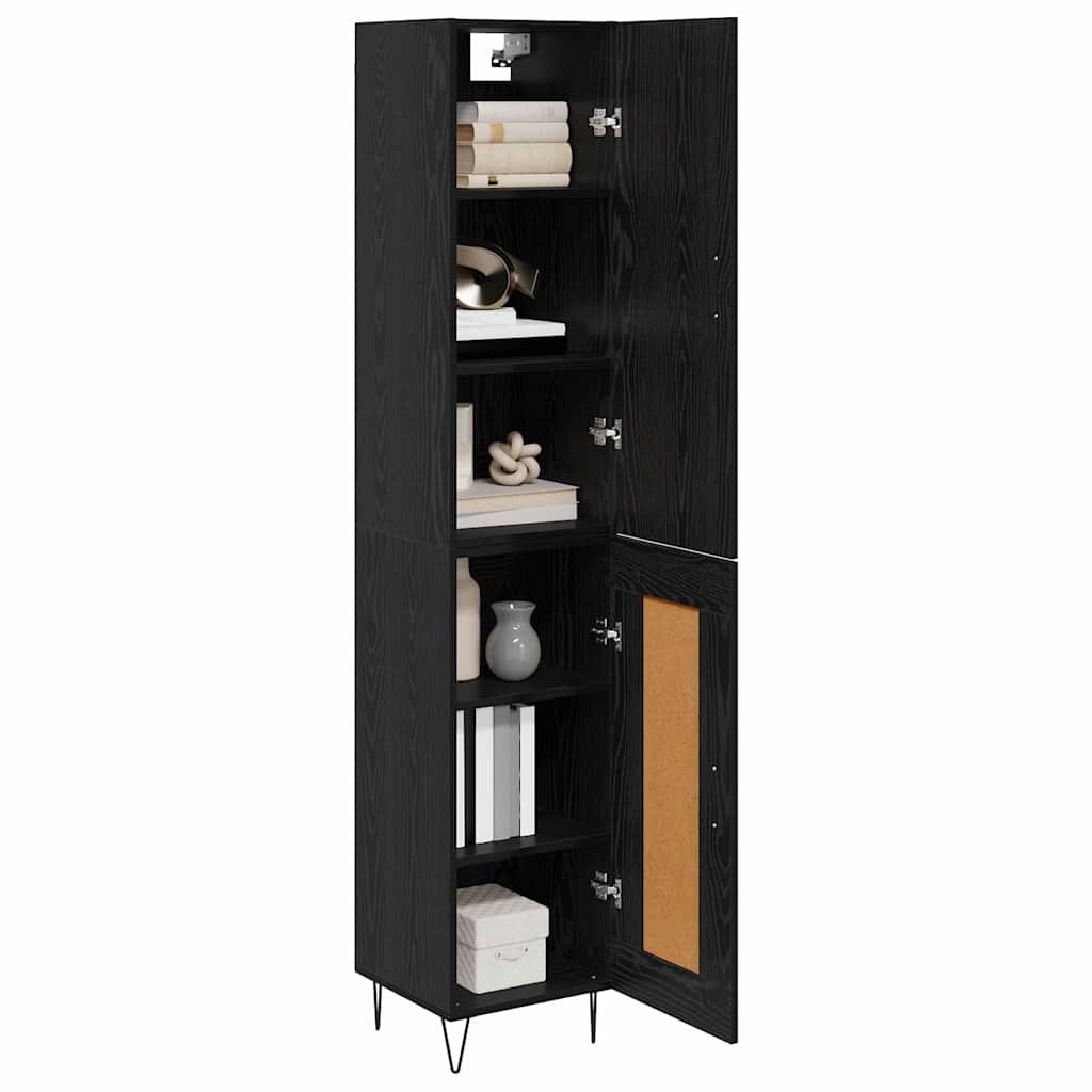 Highboard Schwarz Eichen-Optik 69,5 x 34 x 180 cm Holzwerkstoff