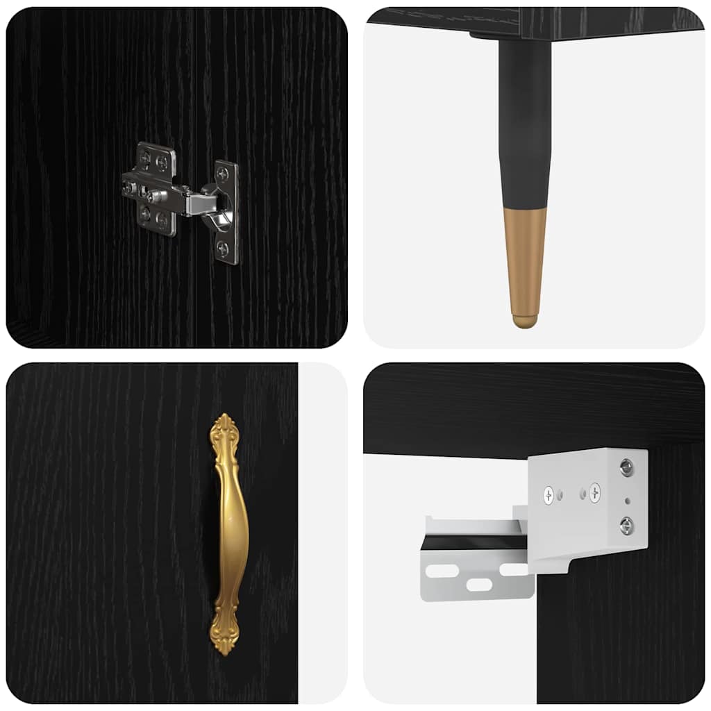 Highboard Schwarz Eichen-Optik 69,5 x 34 x 180 cm Holzwerkstoff