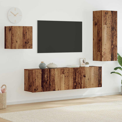 TV-Schränk Wandmontiert 4 pcs Altholz Holzwerkstoff