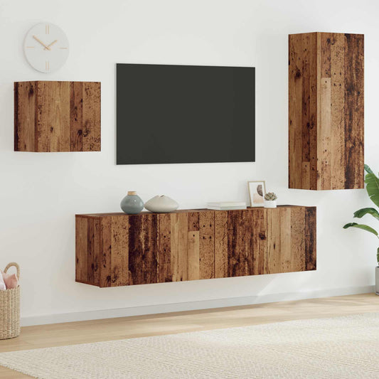 TV-Schränk Wandmontiert 4 pcs Altholz Holzwerkstoff