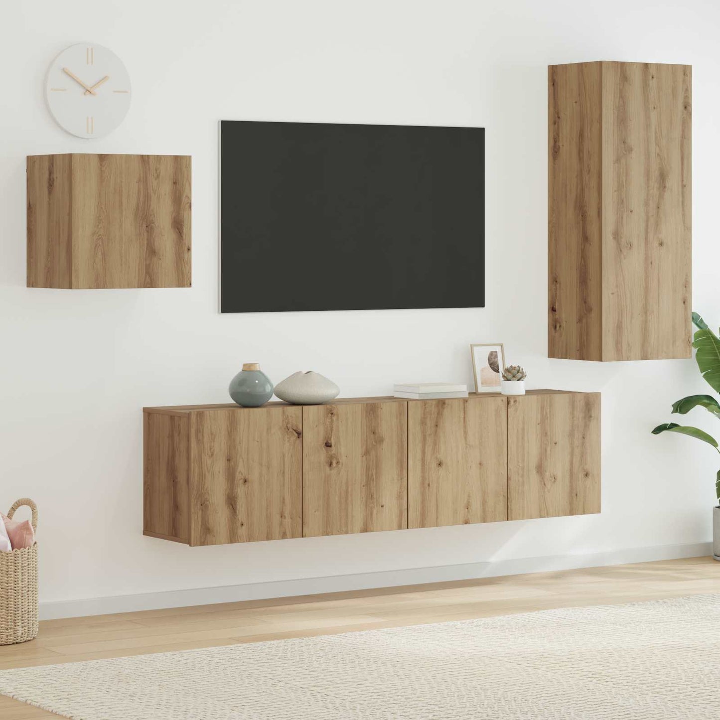 TV-Schränk Wandmontiert 4 pcs Artisan-Eiche Holzwerkstoff