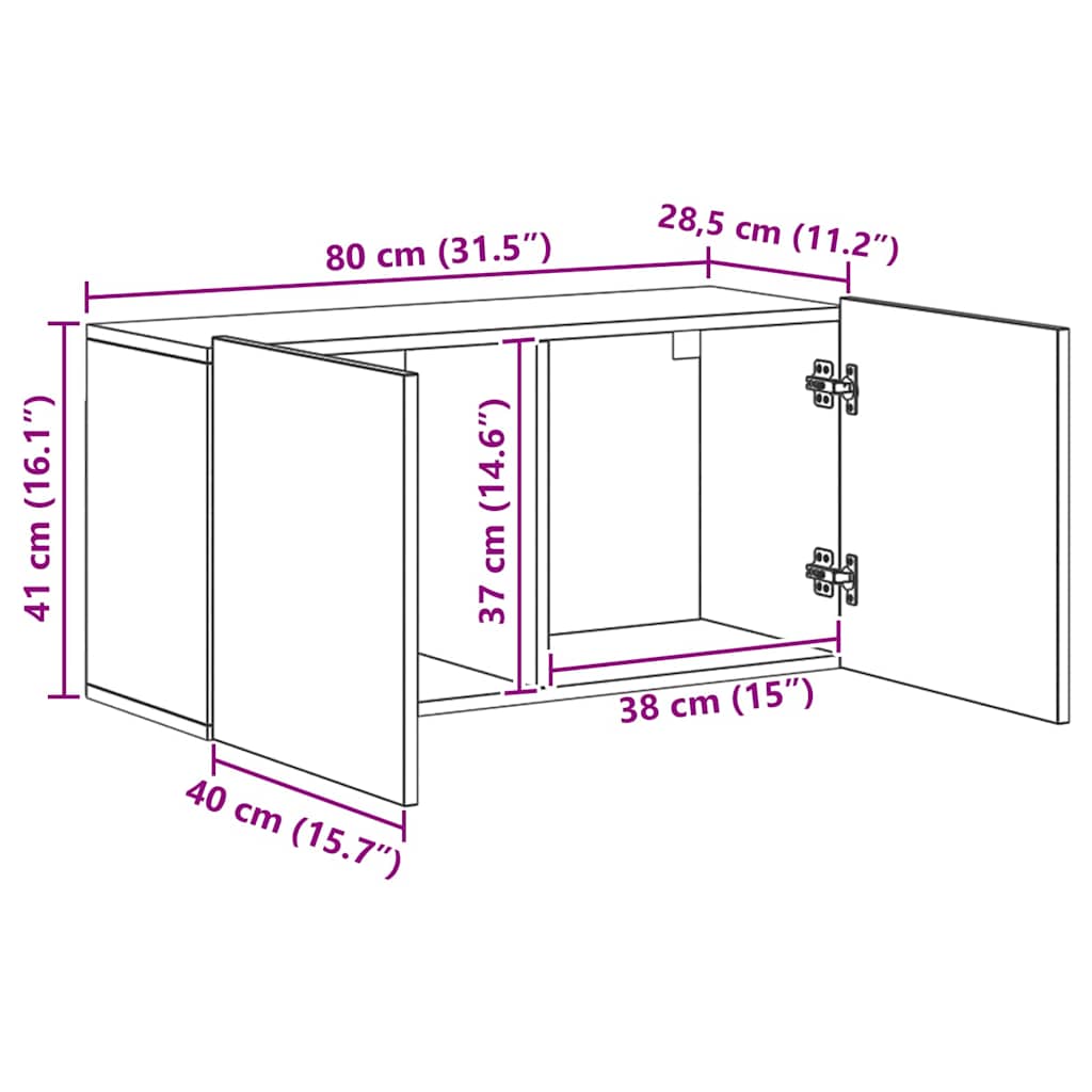 TV-Schränk 4 pcs Schwarz Eichen-Optik Holzwerkstoff